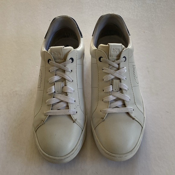 COACH Women’s Lowline Low Top Optic White Midnight Navy Leather Sneakers 8.5B - Picture 3 of 10
